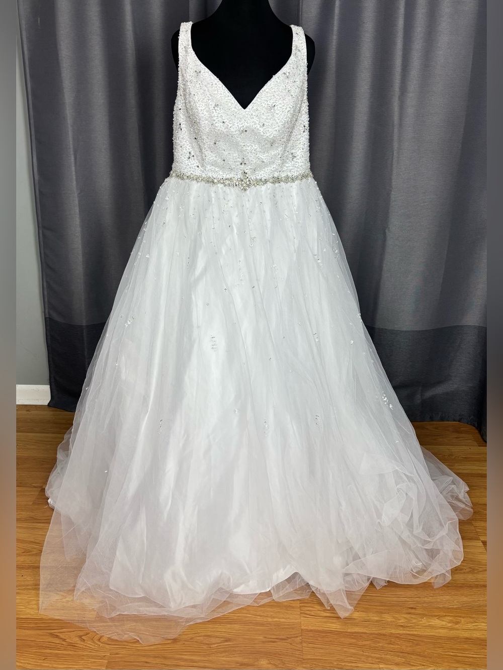 NWT Alfred Angelo White Beaded Tulle Wedding Bridal Gown Dress 20W